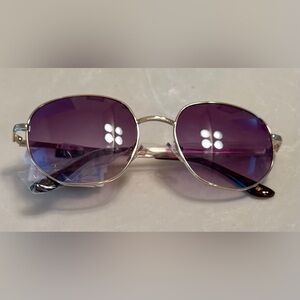 NWT Nine West Gold Sunglasses with Purple Lenses, 100% UVA / UVB Protection